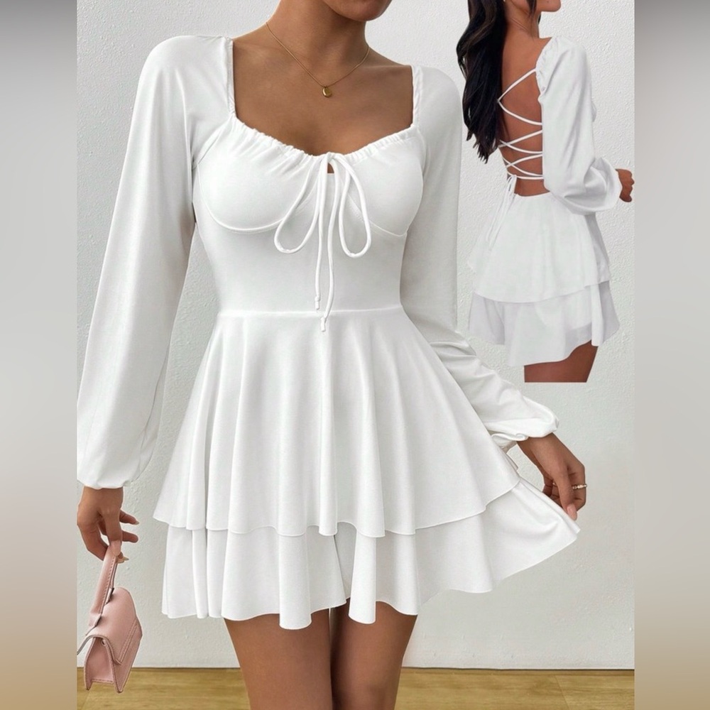 Romantic White Long Sleeve Romper